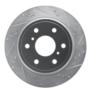 Cadillac Escalade ESV Brake Rotor (1) - Rear Right - R1 Concepts - Drilled & Slotted - Silver - `07-`20